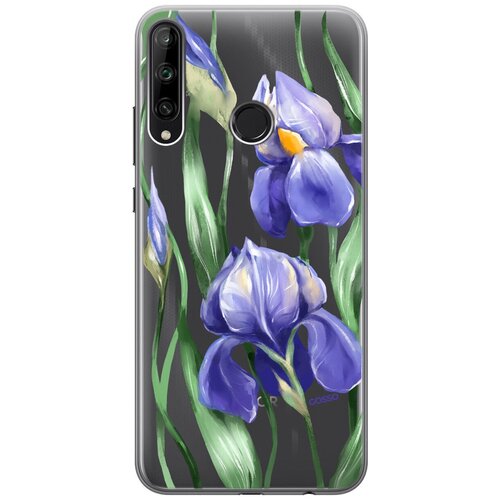 фото Ультратонкий силиконовый чехол-накладка transparent для huawei p40 lite e / honor 9c с 3d принтом "amazing irises" gosso