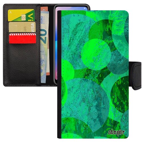фото Ударопрочный чехол-книжка на телефон // apple iphone x // "планеты" стиль круги, utaupia, зеленый