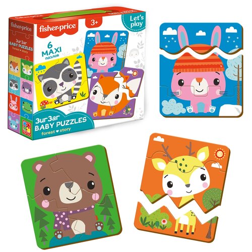 Пазлы детские развивающие Vladi Toys Baby Puzzle зигзаг Fisher-Price Лес 18 элементов , VT1722-04