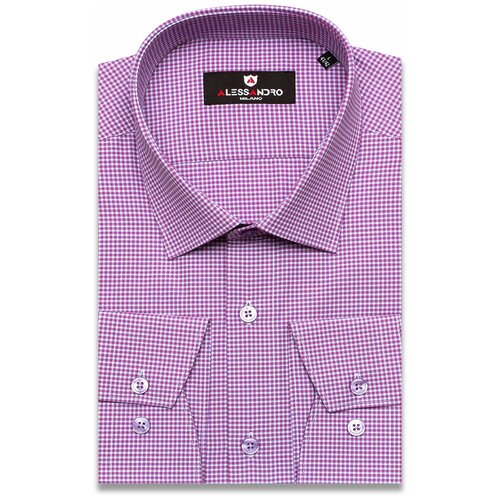 фото Рубашка alessandro milano 1100-04 цвет бледно-пурпурный размер 54 ru / xxl (45-46 cm.)