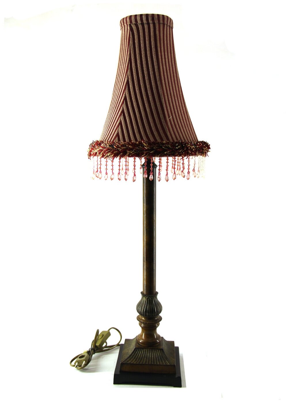 Лампа настольная бронзовая, с абажуром, искусственный эффект старения, высота 81 см Индия