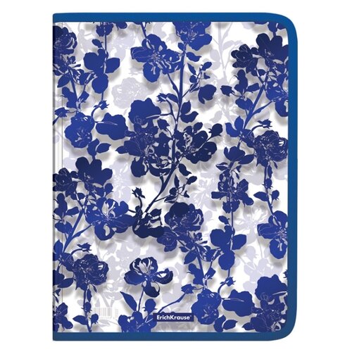 ErichKrause Папка для тетрадей Crystal Flowers, А4, на молнии, пластик, синяя