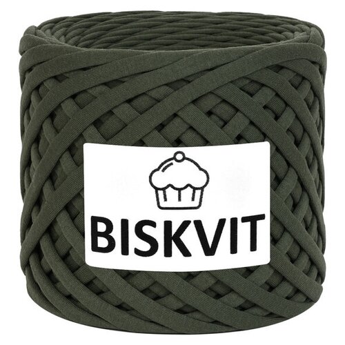 Трикотажная пряжа Biskvit цвет Темно-зеленый, 100 м, лицевая, 7 мм, Бисквит ленточная