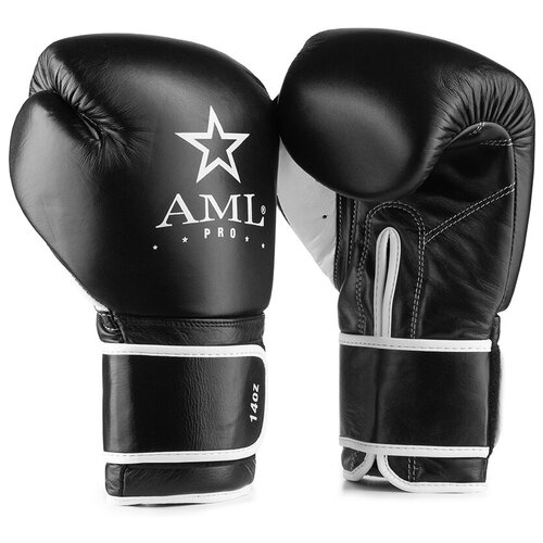 Перчатки боксерские AML PRO кожа, черные (14 унций) боксерские перчатки aml sport черные 12 унций