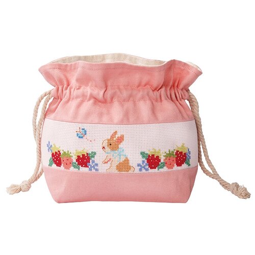 фото Набор для вышивания сумки на шнурке клубника и кролик xiu crafts 2860509