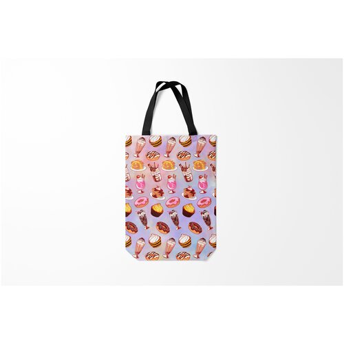 фото Сумка-шоппер / 31х42 см / популярные иллюстрации / еда очень сладкий паттерн burnettie