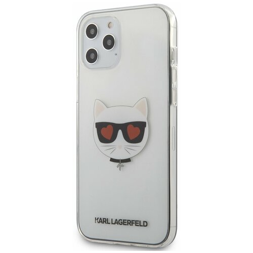 Панель Lagerfeld для iPhone 12 Pro Max, PC/TPU Choupette Head Hearts Hard Transparent