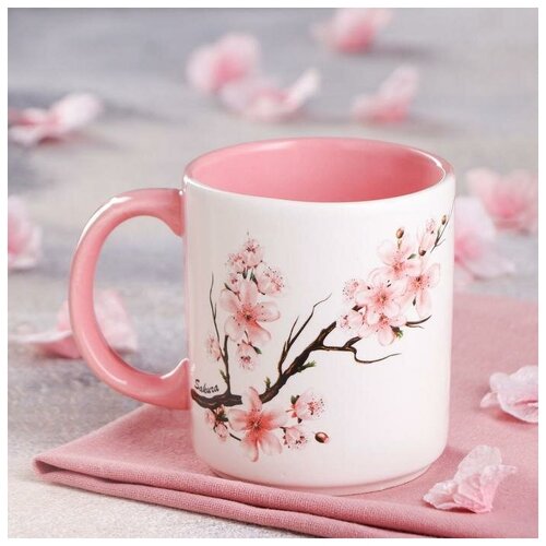 фото Кружка "офисная", деколь весна, бело-розовая, 0.35 л, микс newstory