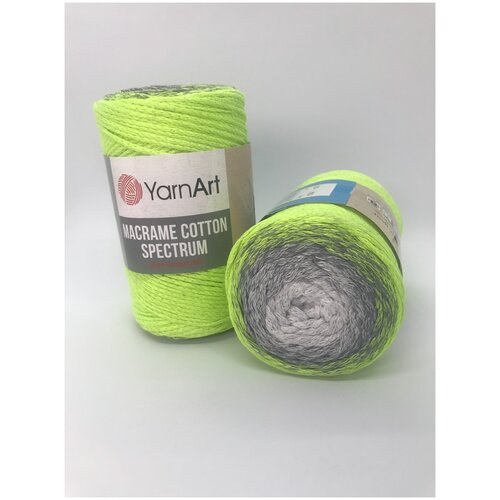 Пряжа YarnArt Macrame cotton spectrum лайм-салатовый-серый-белый (1326), 85%хлопок/15%полиэстер, 225м, 250г, 1шт