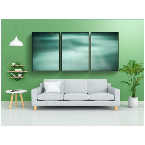 фото Набор модулных постеров для интерьера "приключение, размытие, лодка" 60x90 см. в тубусе, без рамки lotsprints