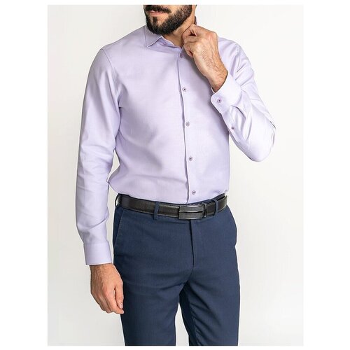 фото Рубашка мужская длинный рукав greg 720/139/7331/zn/1p, прилегающий силуэт / super slim fit, цвет сиреневый, рост 174-184, размер ворота 44