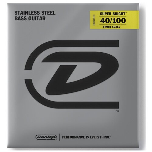 фото Dunlop super bright steel dbsbs40100s струны для бас-гитары, short, 40-100