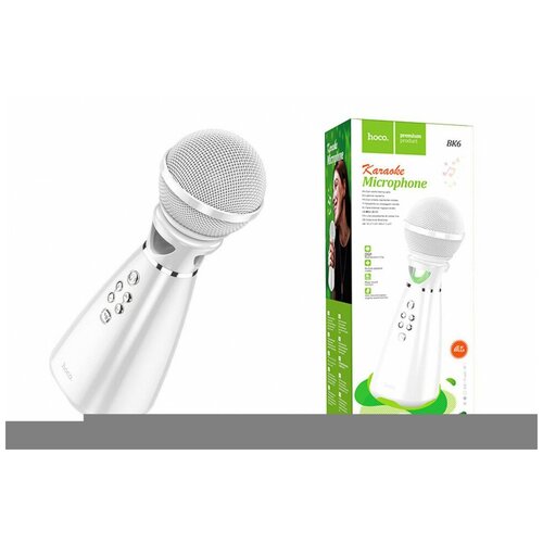 Микрофон караоке блютуз Hoco BK6 белый 169300₽
