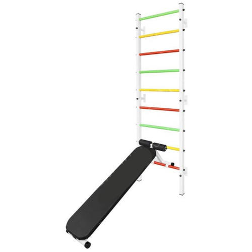 шведская стенка стандарт со скамьей и упором sr 15 Шведская стенка со скамьей для жима и пресса Asta86 Белая