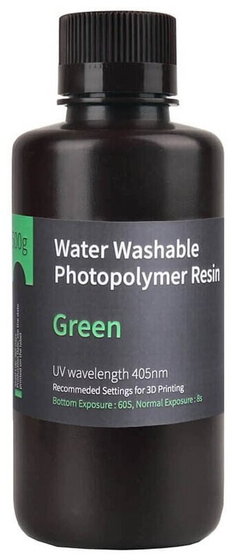 Фотополимерная смола Elegoo Water Washable Resin, зеленая 1 л.