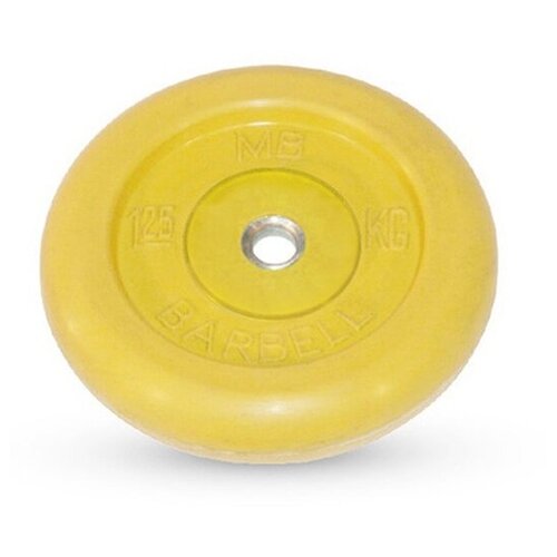 фото Диск обрезиненный barbell d 26 мм цветной 1,25 кг (желтый) mb barbell