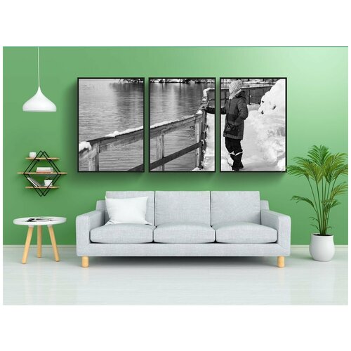 фото Набор модулных постеров для интерьера "женщина, зима, стоя" 60x90 см. в тубусе, без рамки lotsprints