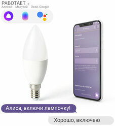 Умная светодиодная лампочка RGB c Wi-Fi, Google Home, Alexa, Smart Life 3,5 w