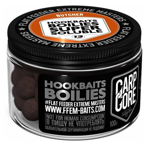 FFEM Бойлы растворимые Super Soluble HNV Boilies Butcher 13mm (100г) ffem бойлы растворимые super soluble boilies strawberry 13mm 100г