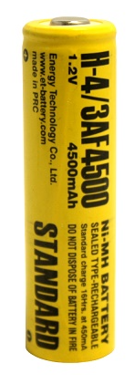 Аккумулятор Energy Technology 4/3AF H-4/3AF4500 Ni-Mh 4500mAh 1.2v (d18mm*67mm), 1шт.