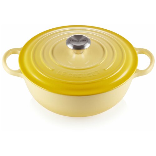 Чугунный эмалированный казан, Le Creuset, 26 см, Жёлтый, стальная ручка, чёрная эмаль