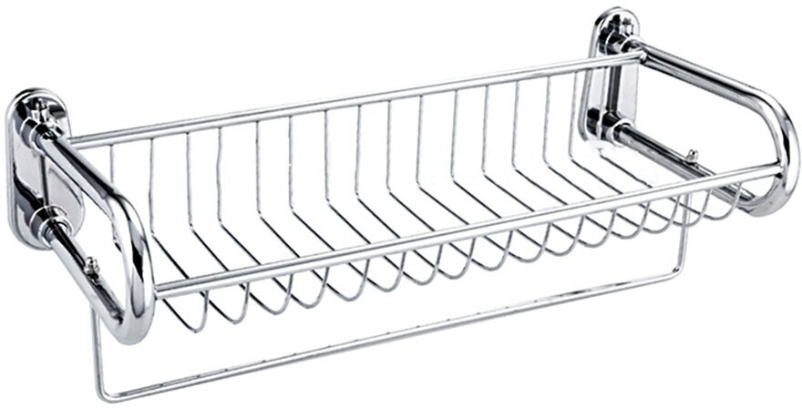 Полка-корзина в ванную с полотенцедержателем Frap F336 металл комплект 2 шт хром