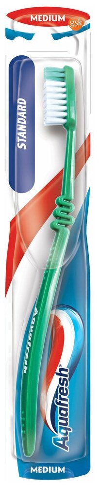 Аквафреш / Aquafresh Standard - Зубная щетка средней жесткости, цвет: зеленый