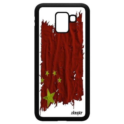 фото Защитный чехол на мобильный // samsung galaxy j6 2018 // "флаг китая на ткани" государственный дизайн, utaupia, белый