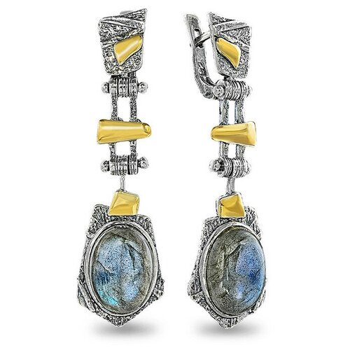 Серьги из серебра SADAF 925 пробы с лабрадором (лабрадорит) О-1130ла