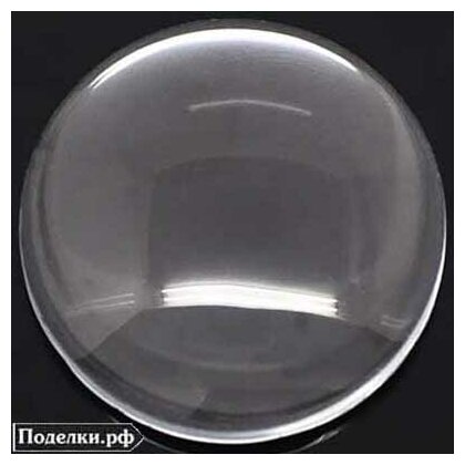 Кабошон стеклянный Круглый 0006147 прозрачный 35 мм, цена за 1 шт.