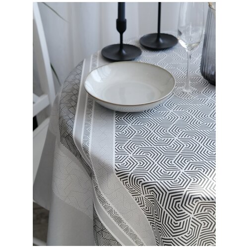 Скатерть столовая круглая, текстиль, хлопок/пэ, принт, диаметр 145 см, 1 штука 5106/3