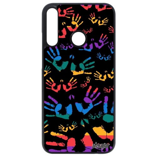 фото Противоударный чехол на смартфон // huawei p40 lite e // "отпечаток ладони" радуга стиль, utaupia, цветной