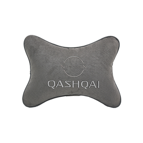 фото Подушка на подголовник алькантара l. grey с логотипом автомобиля nissan qashqai (new) vital technologies