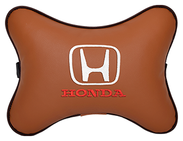 Автомобильная подушка на подголовник экокожа Fox с логотипом автомобиля HONDA