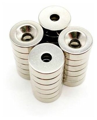 Неодимовые магнитные диски 12х4 мм с зенковкой 7/35 мм набор 5 шт