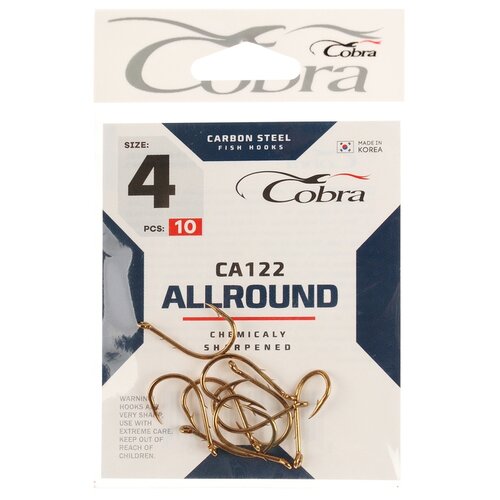 крючки cobra allround сер ca122 разм 002 10шт Cobra Allround CA122, 2 г, 10 шт., №4