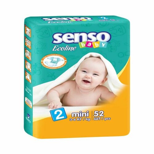 фото Подгузники «senso baby» ecoline mini (3-6 кг), 52 шт