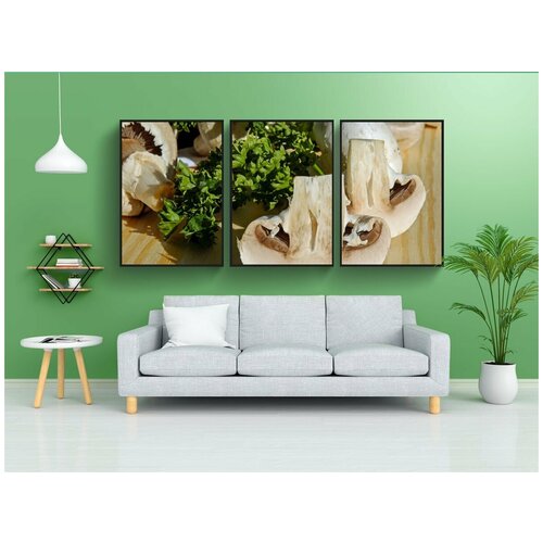 фото Набор модулных постеров для интерьера "грибы, белый гриб, съедобный" 60x90 см. в тубусе, без рамки lotsprints