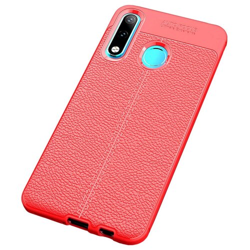 Чехол MyPads для Nokia X6 из качественного износостойкого силикона с декоративным дизайном под кожу с тиснением красный