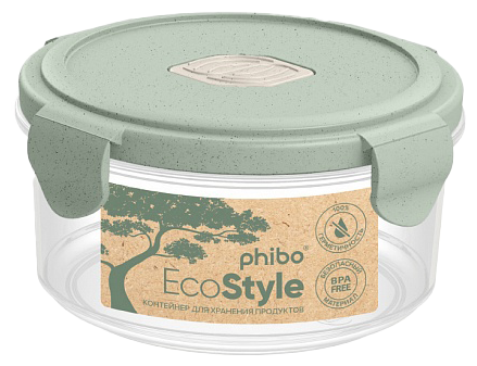 Контейнер герметичн. д/хран. продукт/СВЧ ECO STYLE 0,55л, зеленый флэк 433121836 Phibo/Бытпласт