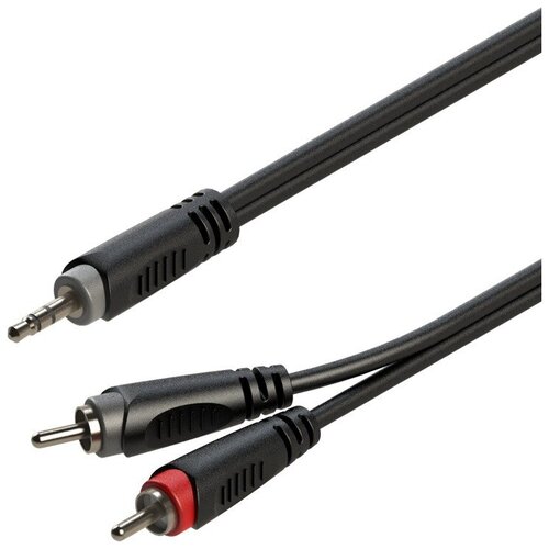 Аудио-кабель 1.5 метра Roxtone RAYC150/1.5, 1xMini-Jack 3.5 мм - 2xRCA тюльпан, провод для aux roxtone rayc150 5 аудио кабель 3 5мм stereo jack 2 x rca m 5 м