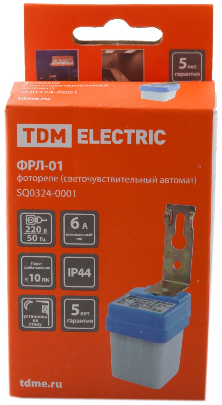 Сумеречный выключатель TDM ELECTRIC ФРЛ-01 белый