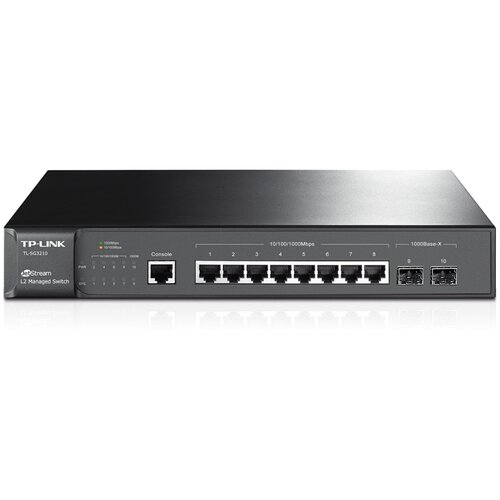 TP-Link Коммутатор L2 управляемый TL-SG3210, 8 портов Ethernet 1000 Мбит/с + 2 порта Gigabit SFP