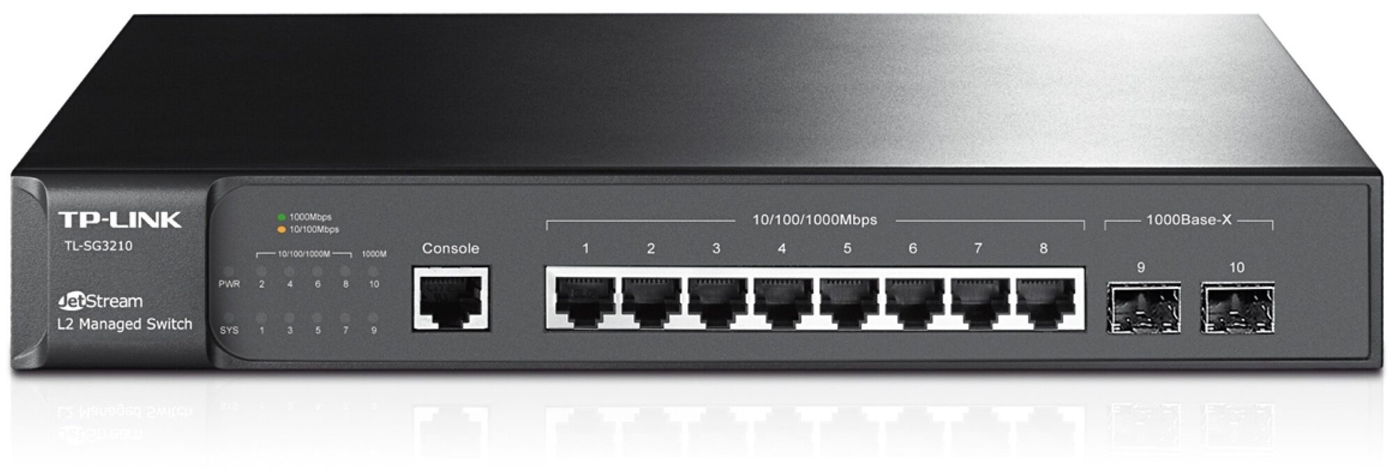 TP-Link Коммутатор L2 управляемый TL-SG3210 8 портов Ethernet 1000 Мбит/с + 2 порта Gigabit SFP