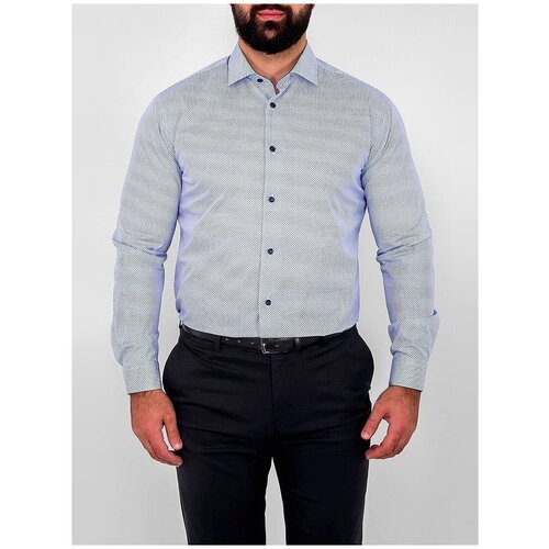 фото Рубашка мужская длинный рукав greg 123/131/1739/z/1p, полуприталенный силуэт / regular fit, цвет голубой, рост 174-184, размер ворота 39