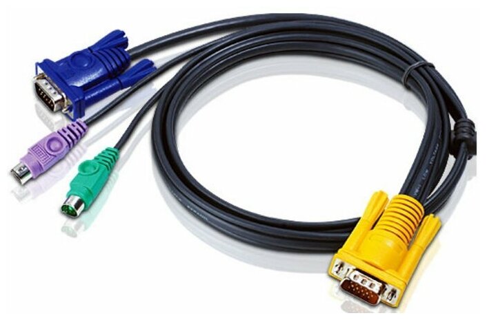 KVM кабель ATEN 2L-5201P / 2L-5201P, KVM кабель с интерфейсом PS/2, VGA (1.2м) ATEN 2L-5201P