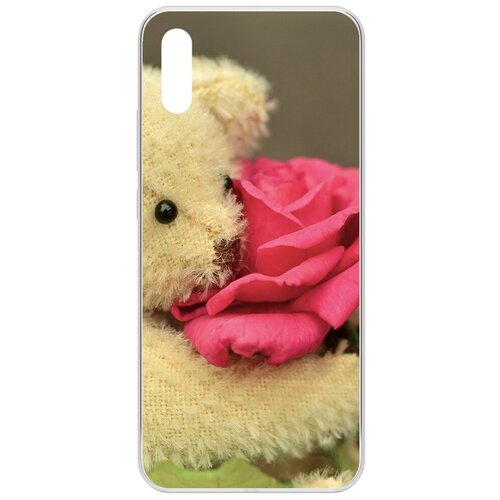 Чехол-накладка Krutoff Clear Case Женский день - Медвежонок с розой для Xiaomi Redmi 9A чехол накладка krutoff clear case женский день медвежонок с розой для iphone 13