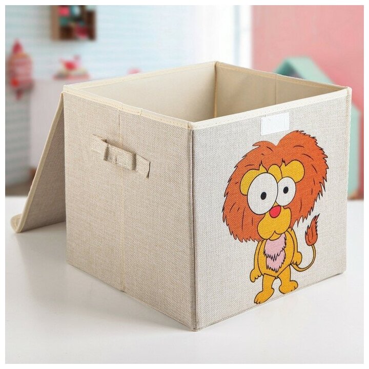 Короб стеллажный для хранения с крышкой «Львёнок», 30×30×28,5 см - фотография № 2