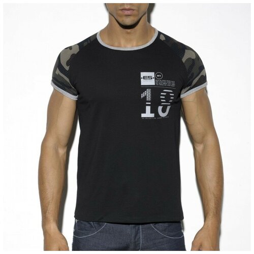 Футболка &quot;Camo Rangla Sleeve T-Shirt - Black&quot; / ES Collection / Черный / Размер S черного цвета