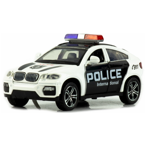 Автомобиль металлический инерционный BMW X6 POLICE 1:32 со звуком и светом DK TOYS 812E-2